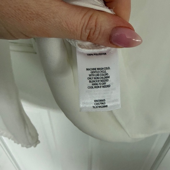 Nordstrom Leith White Collared Bow Ruffle White Blouse Top Shirt Long Sleeve - Picture 6 of 6